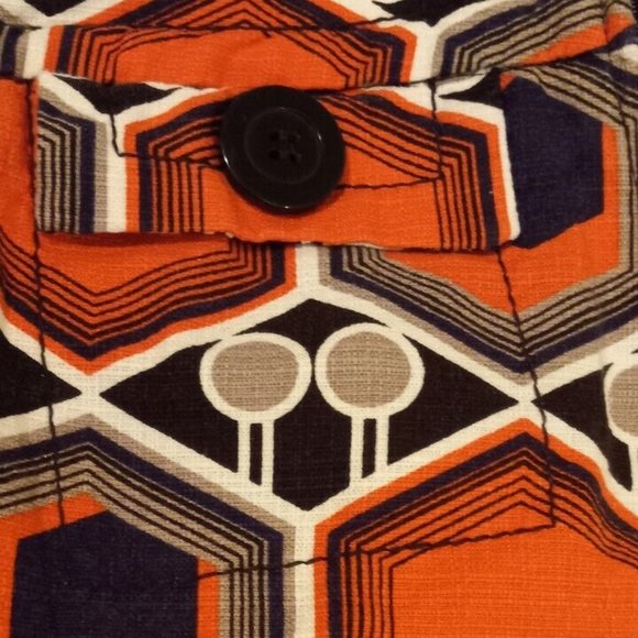 H & M MINI SKIRT Divided  womans retro look orange geometric design size 12 - Picture 6 of 6